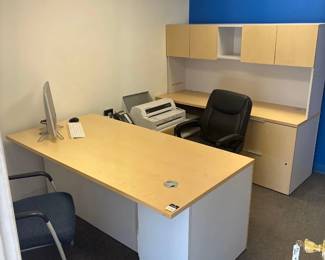 Office Desk, Chairs and Shelf