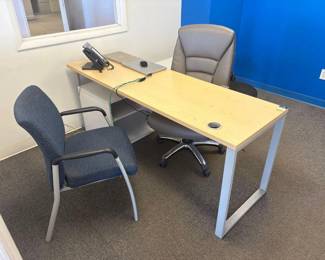 Office Desk, Chairs and Shelf