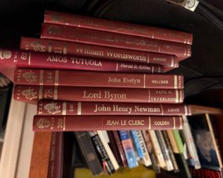 Vintage classic literature book set, leather-bound