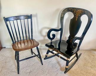 126 Balloon Back Stenciled Rocker  Mate