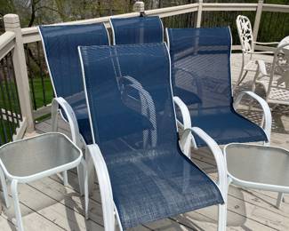 Metal and canvas patio chairs