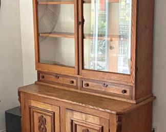 Oak & walnut 2 piece bookcase.