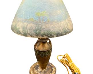 Pairpoint signed lamp w/reverse painted shade.