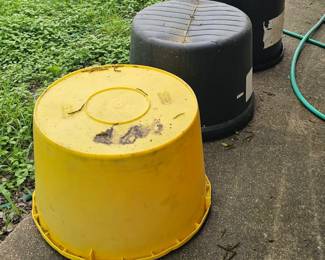 large, heavy plastic buckets, great for container gardening or seedlings