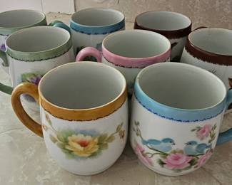 painted cups, lot