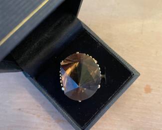 Large, topaz and 14k gold ring