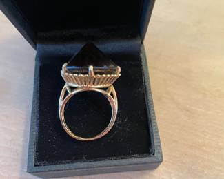 Large, topaz and 14k gold ring