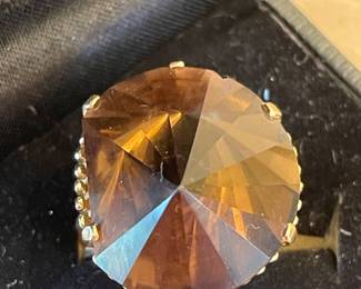 Large, topaz and 14k gold ring