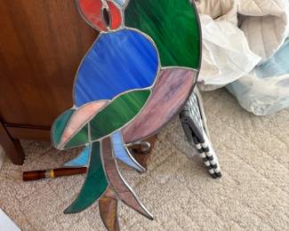 Stained glass parrot