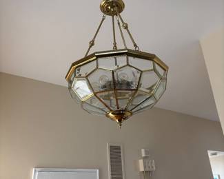 Glass and brass ceiling light  fixture 