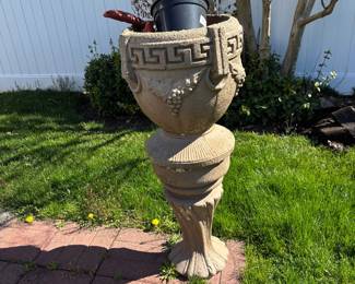 Vintage pedestal cement planter 