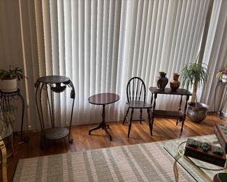 -lane stands and vintage small tables 