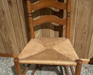 Wooden Rush Antique Woven Rattan Ladderback Chair