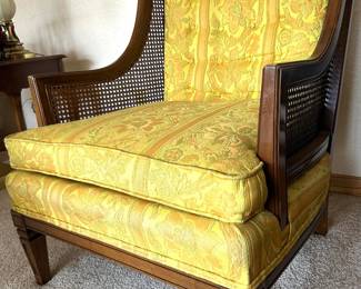 Vintage Upholstered Chair with Cane Sides