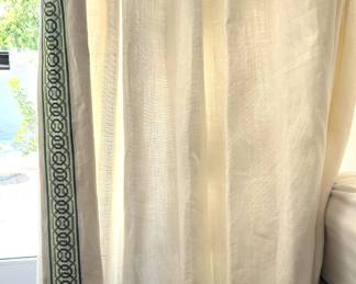 Curtains Off White with Green Trim 50 W x 90 L Two Panels $50