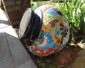 Large Talavera Pottery Jar with hand painted Mexican Floral Patterns