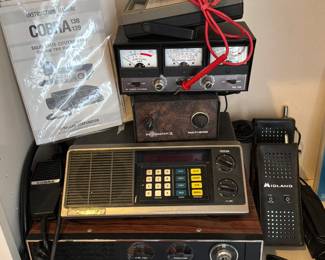 Cobra 13923 channel CB base(bottom) bearcat 210 programmable VHF/UHF scanner, weather, Police(middle)/Vintage Electrolert Fuzzbuster/Vintage para dynamics PDC 600 RF analog power scanner