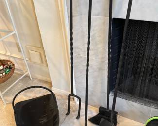 Large metal fireplace tools