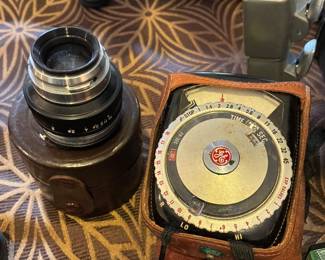 Nikon S2 black doll rangefinder 35 mm film - Vintage General Electric exposure meter type PR3