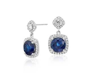 Lot 676 Kashmir Sapphire  Diamond Earrings