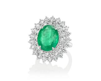 Lot 8243 Emerald  Diamond RingGIA Certified