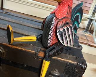 587 Large HandPainted Folk Art Wooden Cock Shelf Sitter