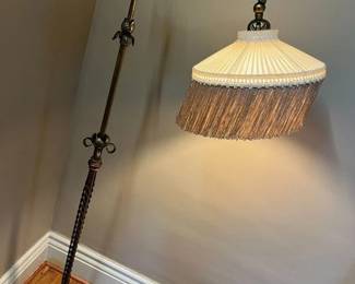 587 Vintage Art Deco Bridge Arm Metal Floor Lamp