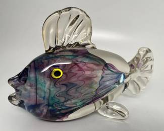 587 Judith Via Murano Blown Art Glass Studio Coral Reef Fish