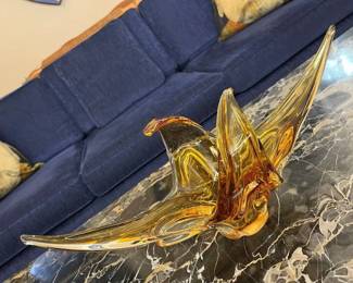 587 Chalet Art Glass Amber Centerpiece Bowl