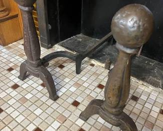 587 Vintage Cast Iron Cannonball Andirons