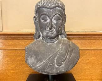 587 Large Buddha Bust On Stand