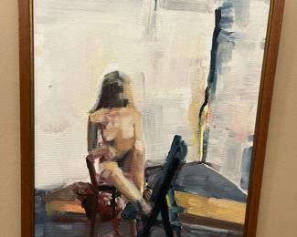 587 Katrina Halter Impressionist Unsigned Original Unfinished Female Nude Study Oil Painting