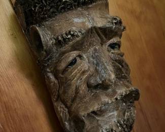 587 Indonesian Satyr Carved Root Wall Hanging