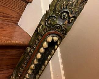 587 Vintage Indonesian Bali HandPainted Slit Drum