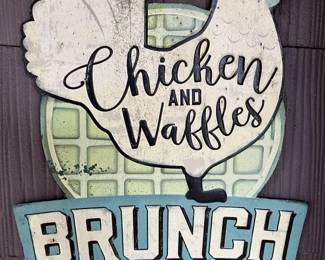 587 Chicken  Waffles Tin Brunch Ad Sign
