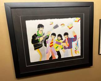 587 Ron Campbell Yellow Submarine Beatles With Butterflies Original Watercolor 
