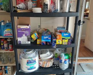 Various household paper and plastic products