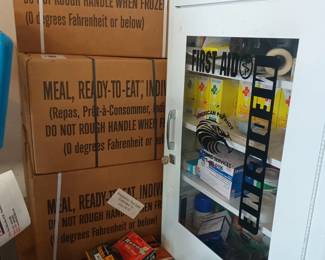 MRE (military rations) and a medicine cabinet.  You might need both.