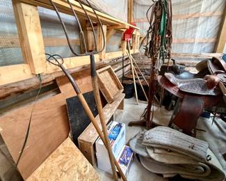 Vintage Yard tools & Leather Saddles