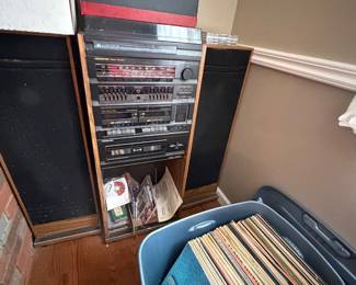 Vintage stereo system, records