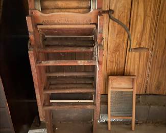 Vintage washboard and wringer