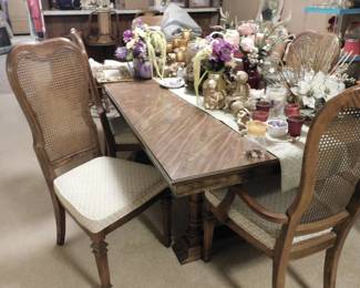 Dining Table w/6-Cane Back Chairs, 1-leaf, (very nice)