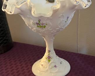 Fenton signed ruffled candy dish