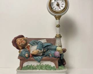 c Willie the Hobo Melody in Motion HandPainted Porcelain Clock Sculpture by Seiji Nakame