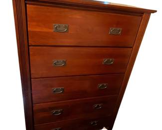 f Woodleys Classic Cherry Wood Dresser with 5 Drawers