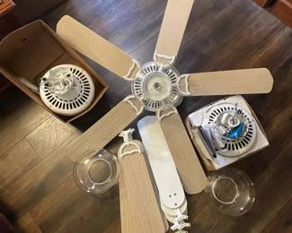 gr Casablanca 52Inch White Ceiling Fans with Light and Glass Globes