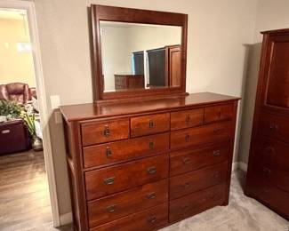 f Woodleys Elegant Large Wood Dresser with Mirror