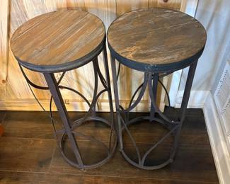 f Two Rustic Industrial Barstools