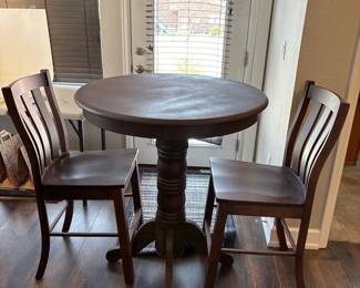 f Wooden Bar Table Set with Two Chairs