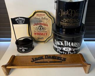 c Jack Daniels Collectors Lot with Ice Bucket, Canister, Racks, and Accessory Holder